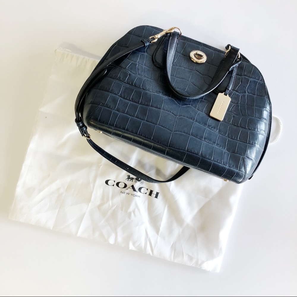 Coach Navy Crocodile Crossbody Bag